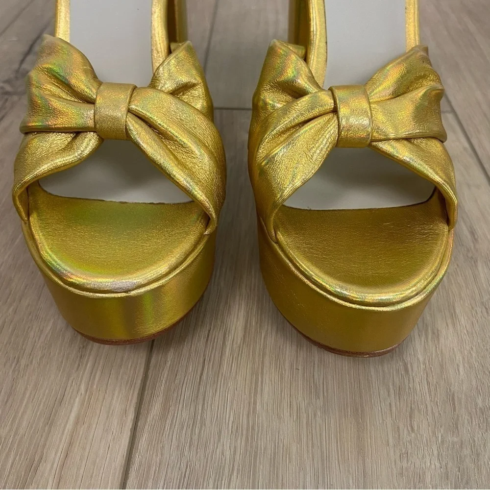 Revolve Chelsea Paris Zasa Platform Sandal in Gold Holo Size 38